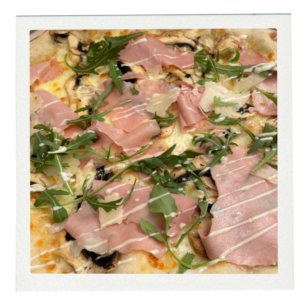 pizza sin gluten con mortadela
